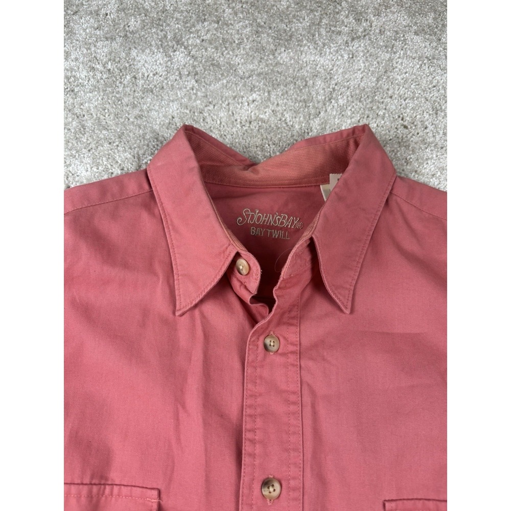 Vintage St John's Bay Twill Cotton Button Up Point Collar Long Sleeve Size Large